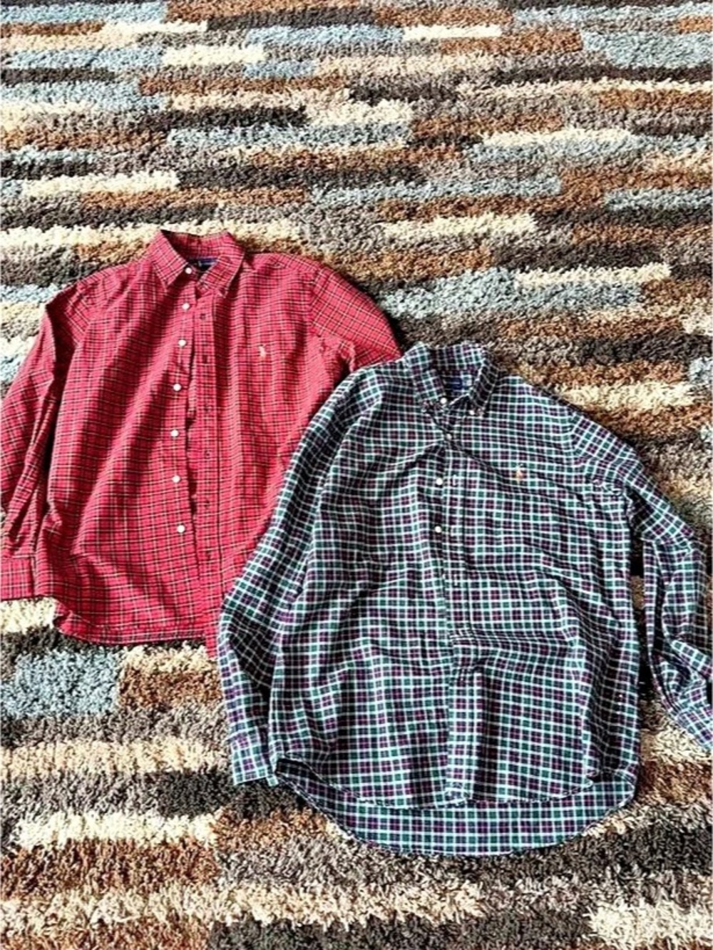 Ralph Lauren Classic Fit Plaid Oxford Shirt Plaid Button-Down Shirts Red & Green